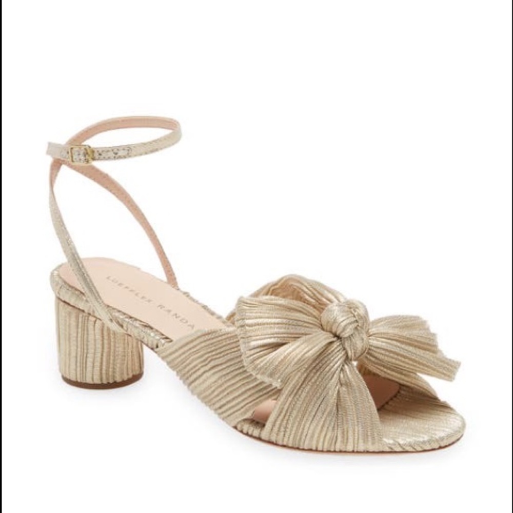 Dahlia Platinum Pleated Bow Heel